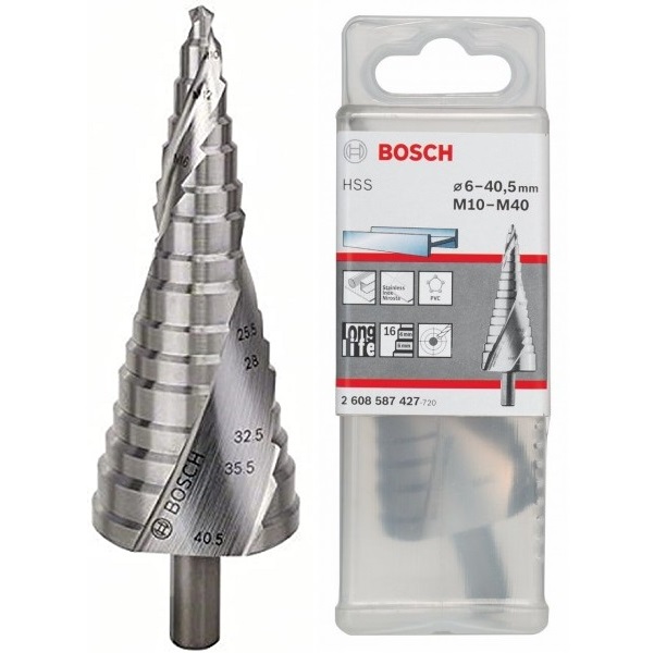 ดอกสเต็ป HSS 16 step 6-40mm. (Silver) BOSCH