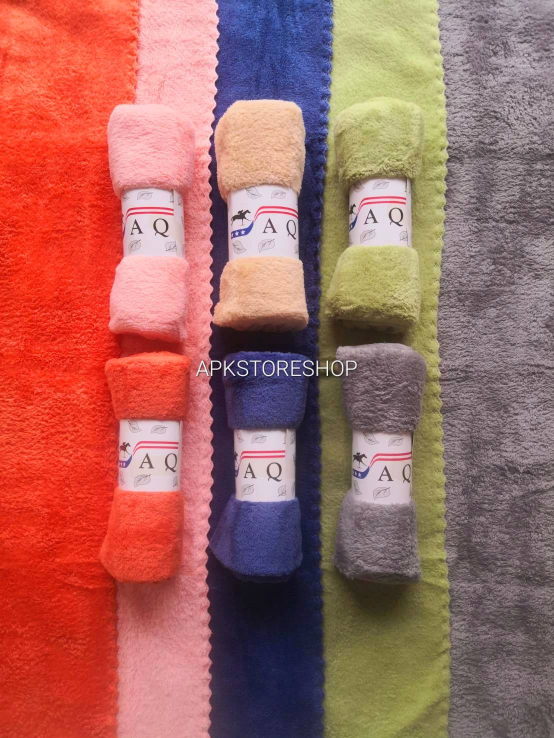 ขายส่ง ผ้าเช็ดผมขนแกะ/ขนเป็ด #สีพื้น ส่ง 11 บาท(360ผืน)