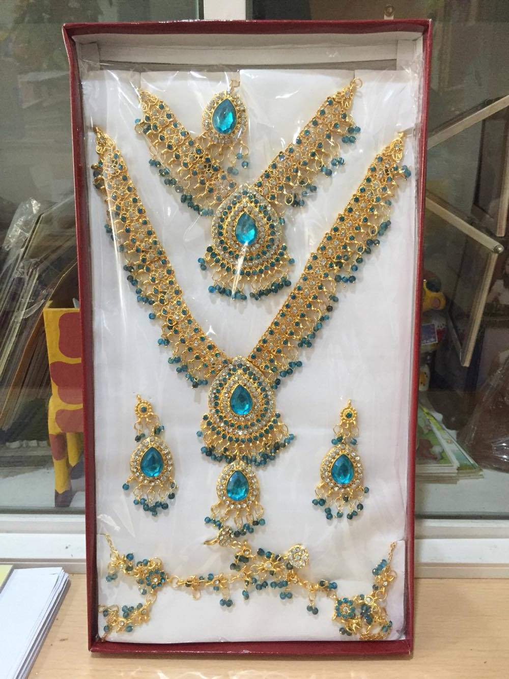 (พร้อมส่ง) เครื่องประดับอินเดีย 012 สีฟ้า