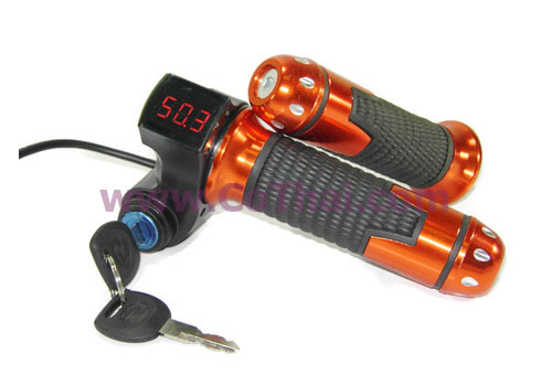 แสดงตัวเลขระดับแบต 12-99v กุญแจ สีส้ม คันเร่งไฟฟ้า(แฮน) พร้อมปลอกซ้าย รถจักรยานไฟฟ้า