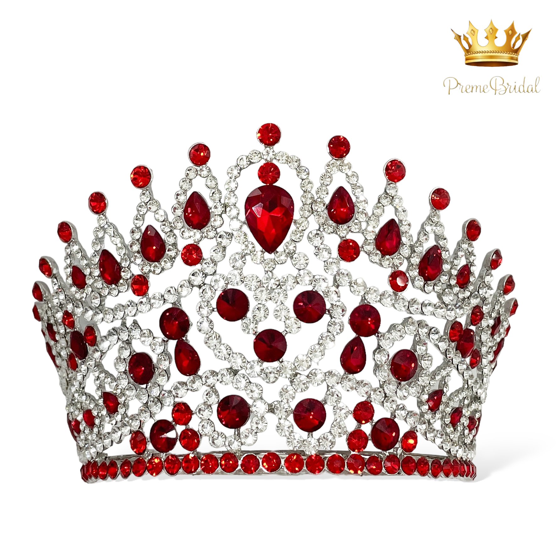 (พร้อมส่งจากไทย) มงกุฏ 121 สีแดง งานสวย งานนางงาม รุ่นฐานกลม ปรับขนาดได้ ส่งด่วน ส่งจาก จ.อุบลราชธานี