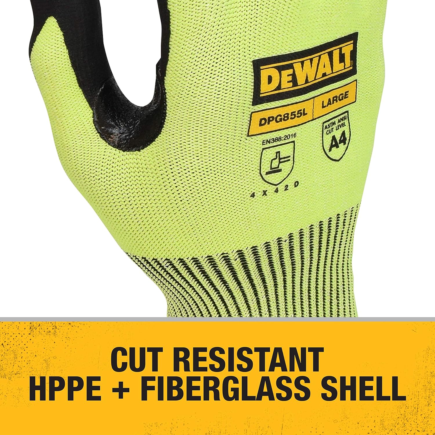 ถุงมือเซพตี้ เรืองแสงไซส์#L DPG855L DEWALT