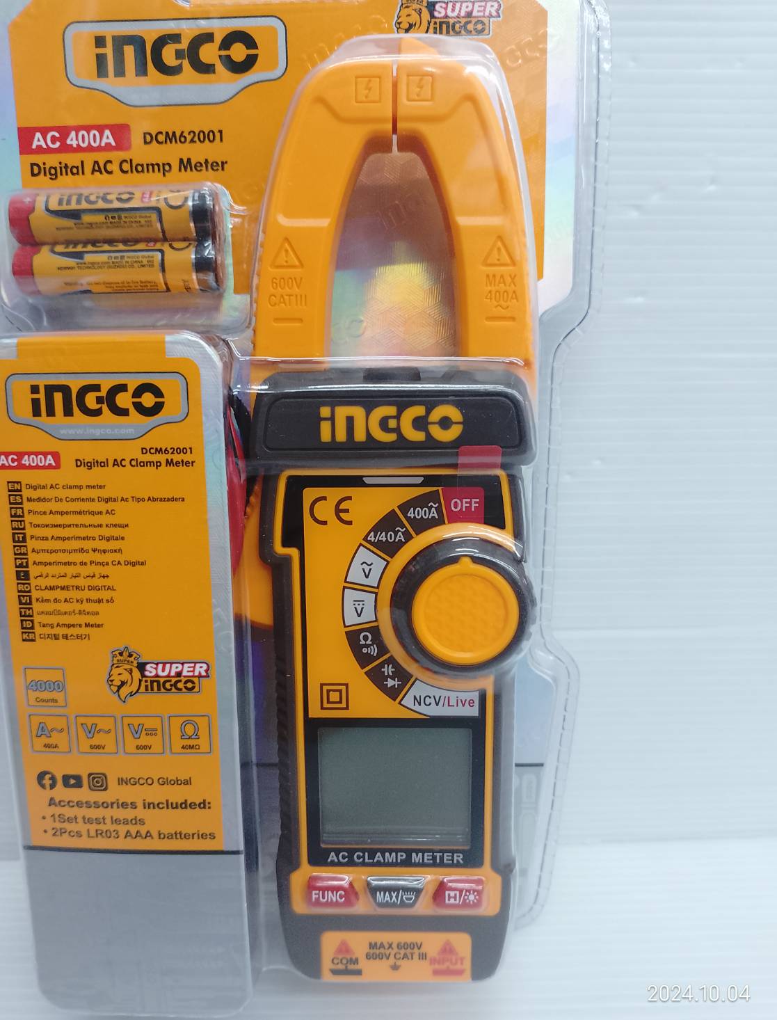 INGCO ดิจิตอลแคลมป์มิเตอร์ AC 400A รุ่น DCM62001
