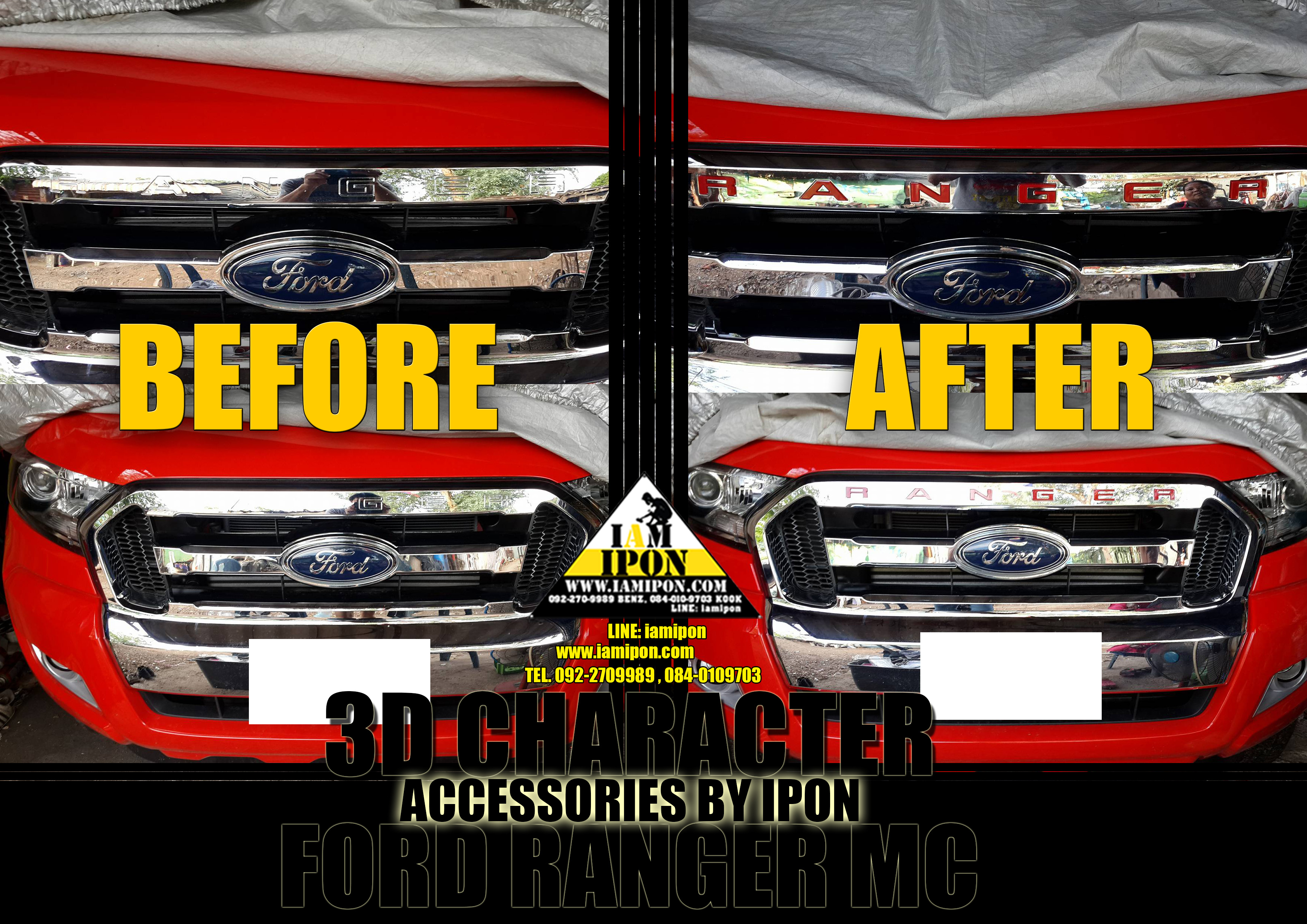 3D CHARACTER FRONT GRILL FORD RANGER MC ตัวหนังสือติดกระจังหน้าฟอร์ดเรนเจอร์ MC