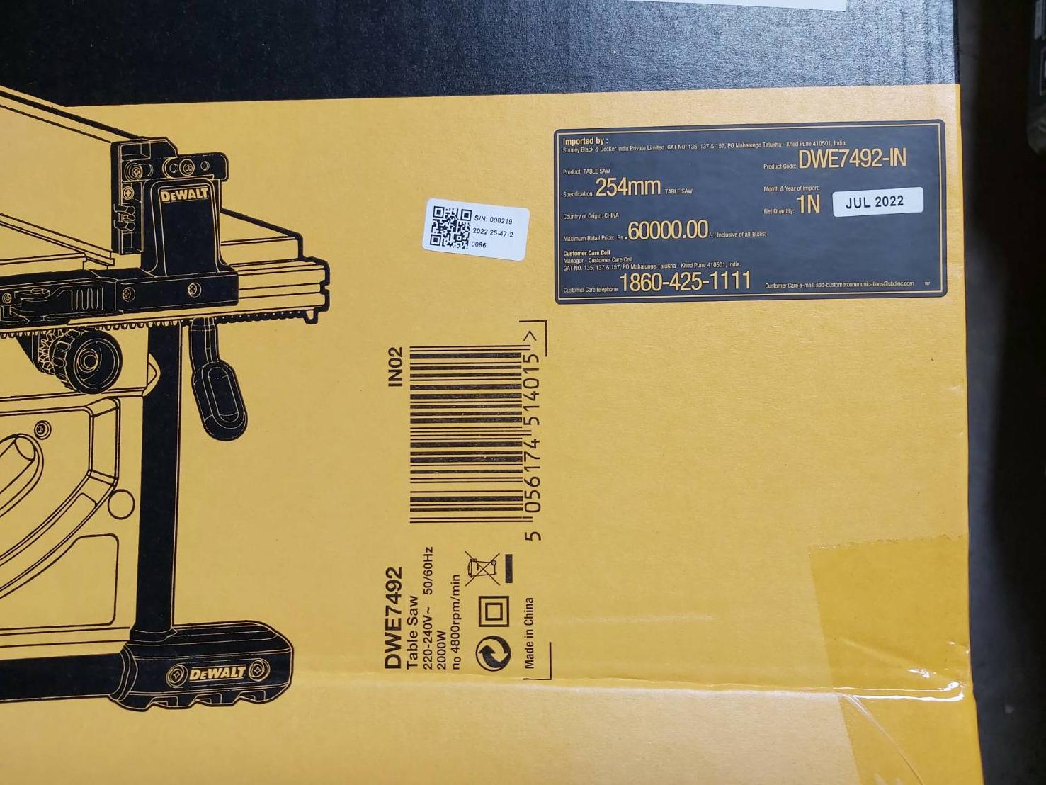 โต๊ะเลื่อยวงเดือน10" DWE7492A-IN DEWALT