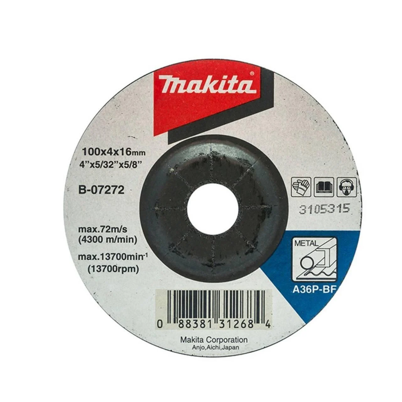 ใบเจียร์เหล็ก 4" 100x4x16mm. A36P-BF B-07272