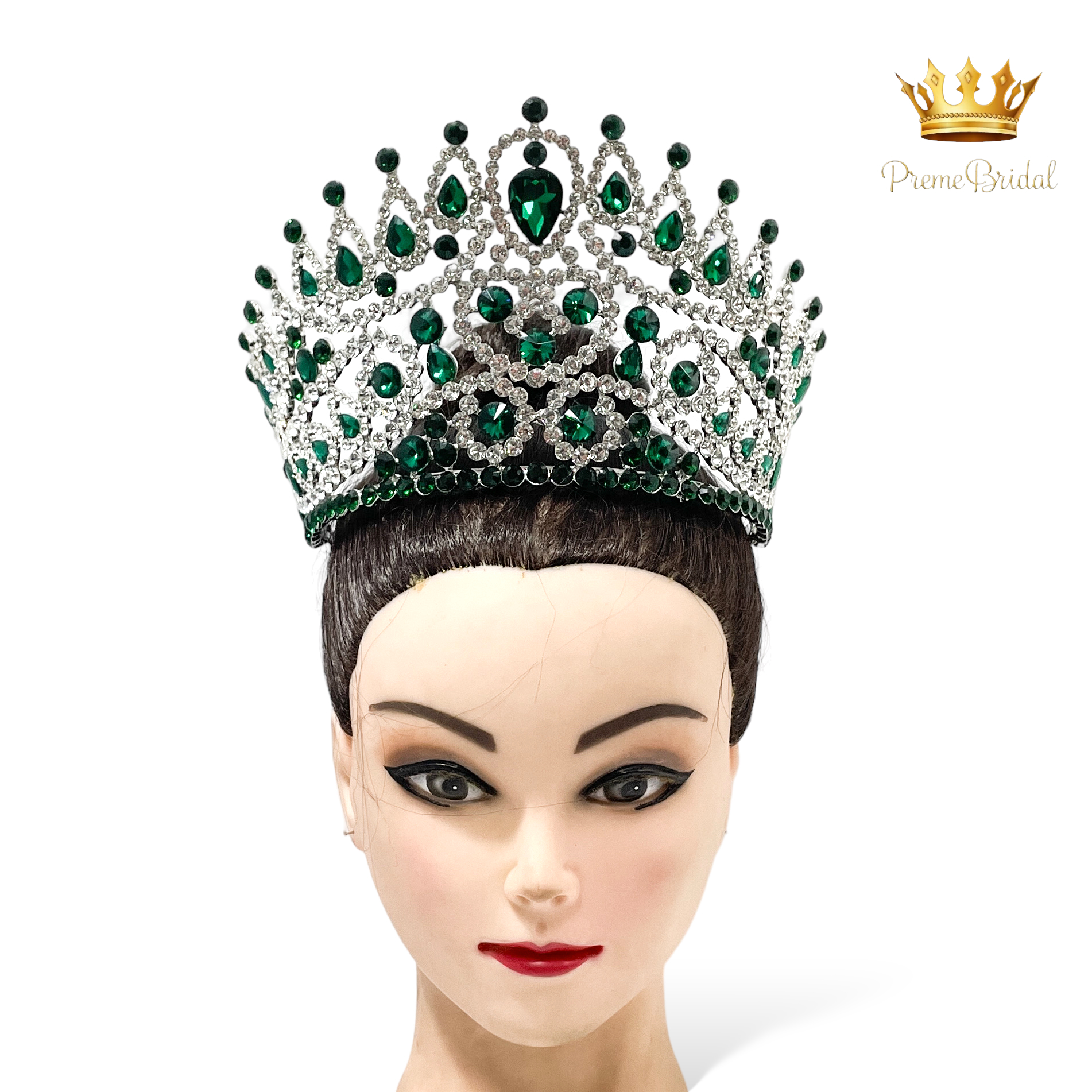 (พร้อมส่งจากไทย) มงกุฏ 121 สีเขียว งานสวย งานนางงาม รุ่นฐานกลม ปรับขนาดได้ ส่งด่วน ส่งจาก จ.อุบลราชธานี