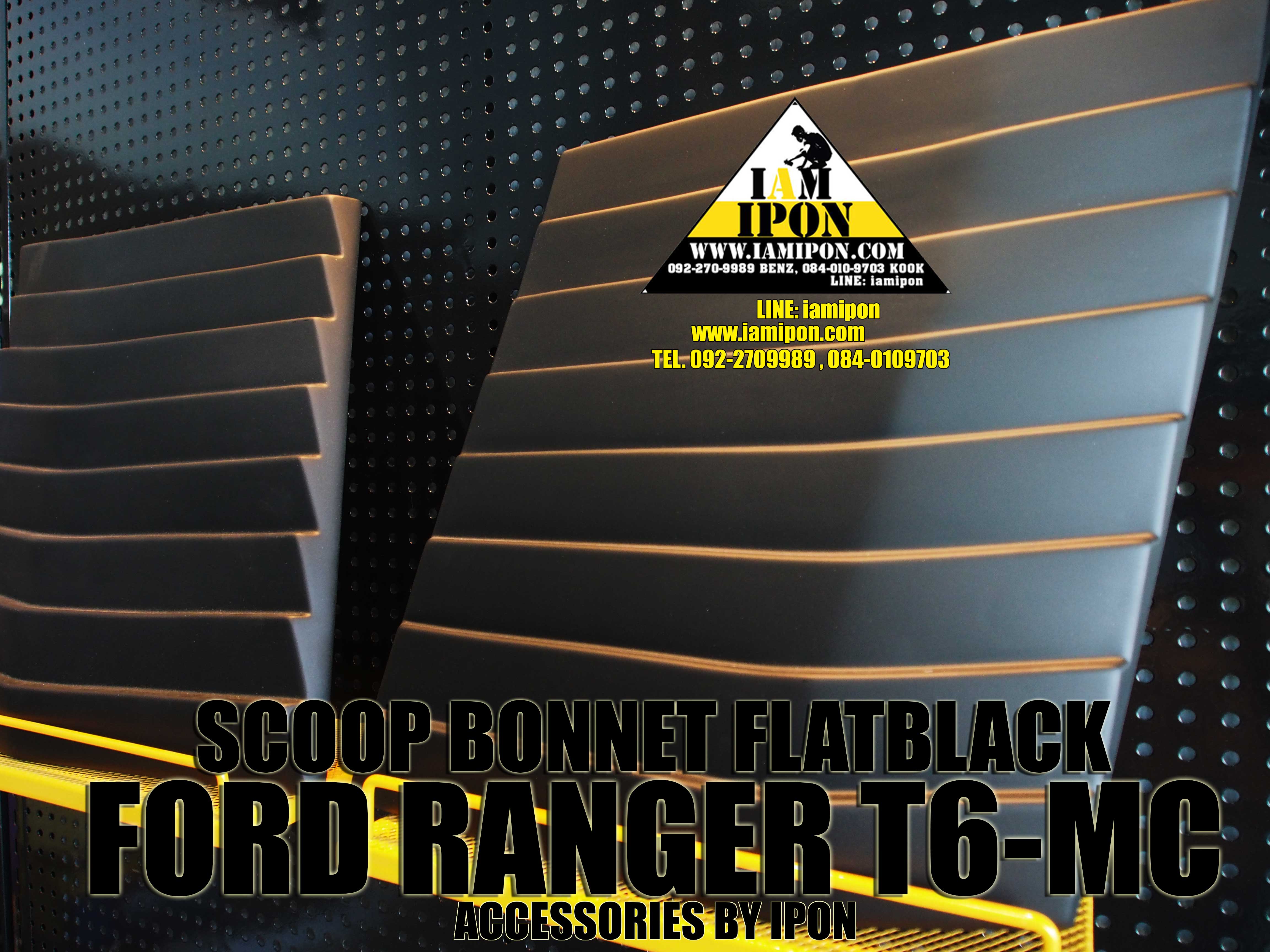 SCOOP BONNET FLATBLACK FORD RANGER T6-MC WITH 3M สกู๊ปหลอกฝากระโปรงหน้าดำด้านฟอร์ดเรนเจอร์ T6-MC