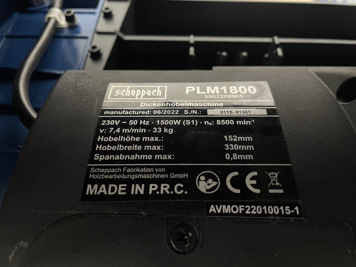 แท่นไสไม้13" PLM1800 SCHEPPACH