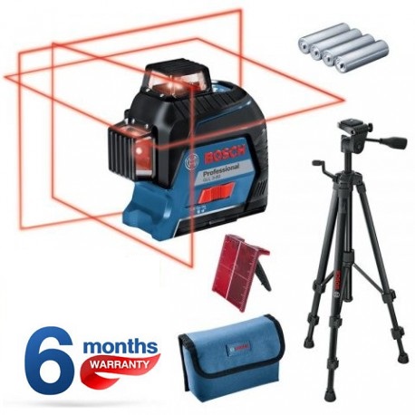 เลเซอร์ระดับ12เส้น แสงแดง GLL3-80 KIT BOSCH พร้อมขาตั้ง