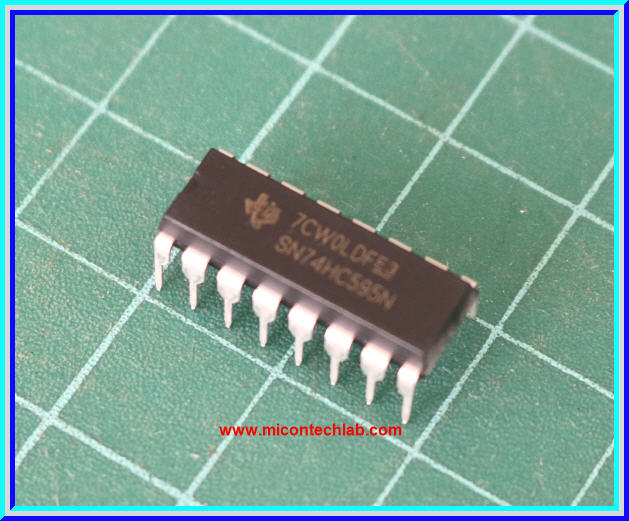 1x ไอซี SN74HC595N ชิฟรีจีสเตอร์ 8 บิต TEXAS INSTRUMENT
