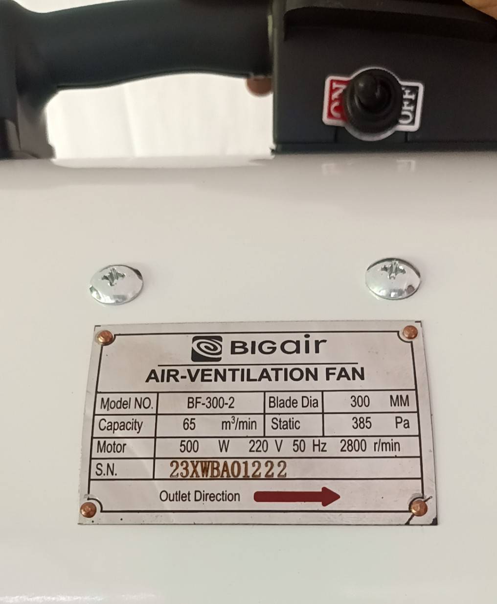 พัดลมอุโมง12" BF-300-2 BIGAIR