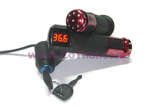 แสดงตัวเลขระดับแบต 12-99v กุญแจ สีแดง คันเร่งไฟฟ้า(แฮน) พร้อมปลอกซ้าย รถจักรยานไฟฟ้า