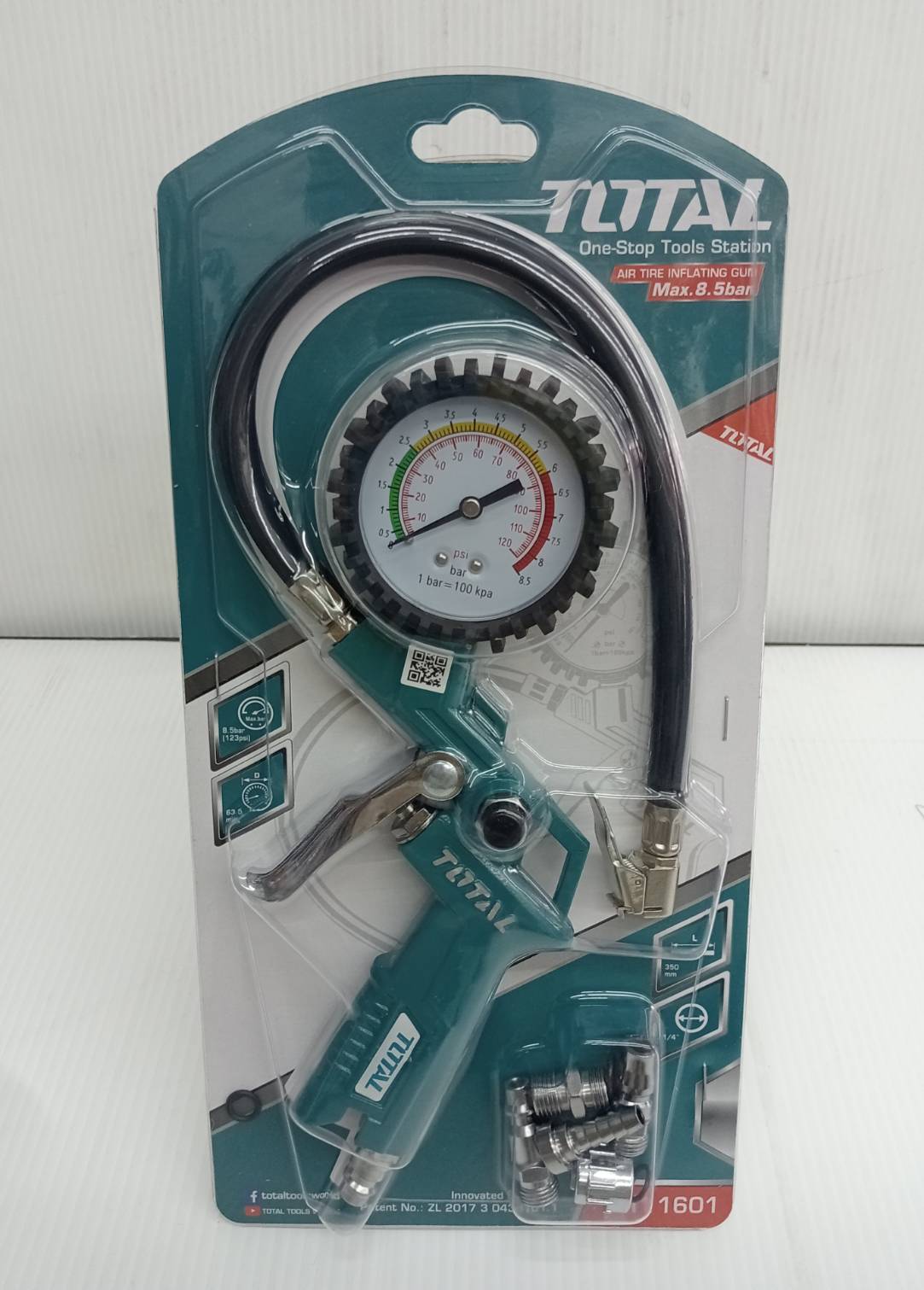 หัวเติมลม+เกจ์วัดลมสายอ่อน TAT11601 TOTAL