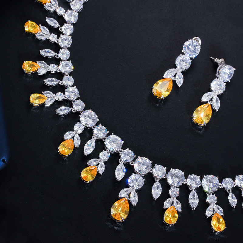 CZ016 สีเหลือง เครื่องประดับเพชร CZ เกรดพรีเมี่ยม