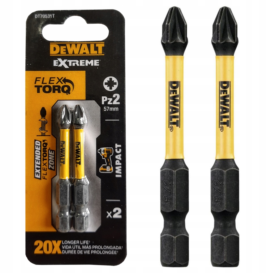 ชุดดอกไขควง2ชิ้น FLEXTORQ DT70532T PH2 57mm. DEWALT