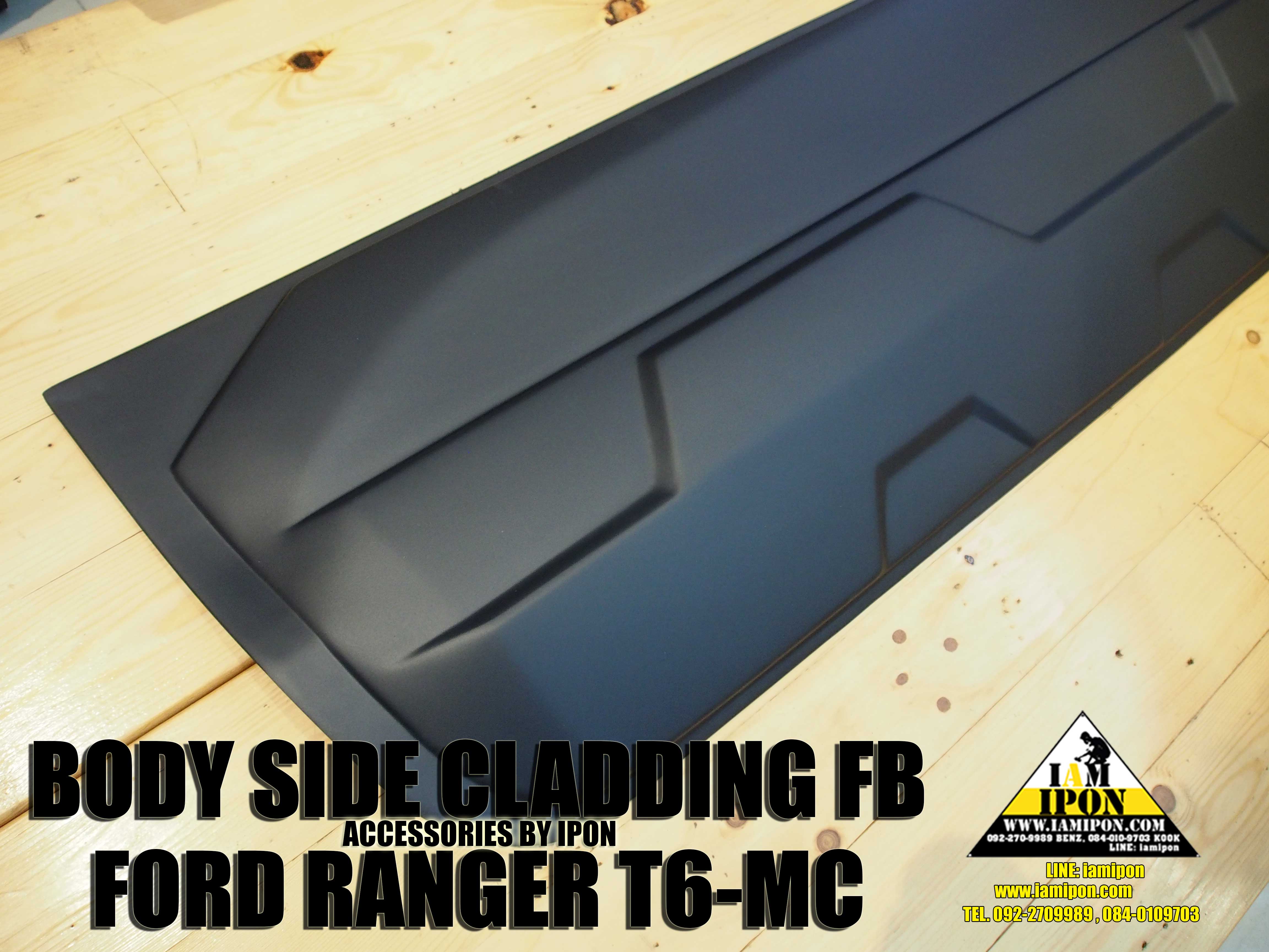 BODY SIDE CLADDING FORD RANGER T6-MC 4D FLATBLACK กาบประตูข้าง 4 ประตูดำด้านฟอร์ดเรนเจอร์ T6-MC