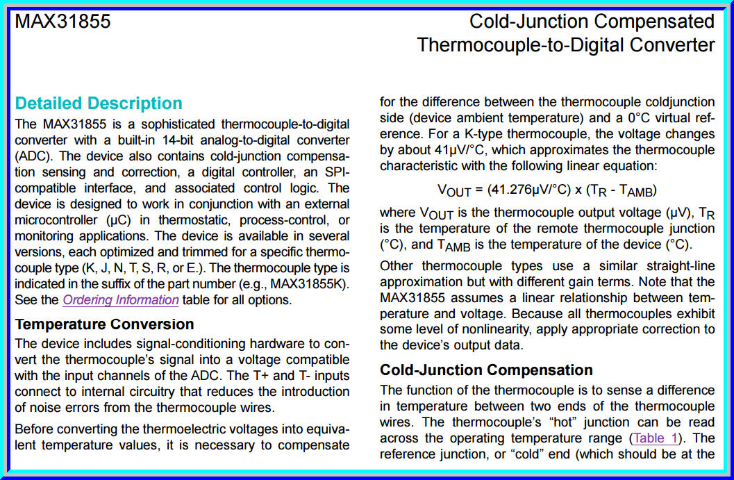 1x MAX31855 Cold-Junction Compensated Thermocouple-to-Digital Converter Module