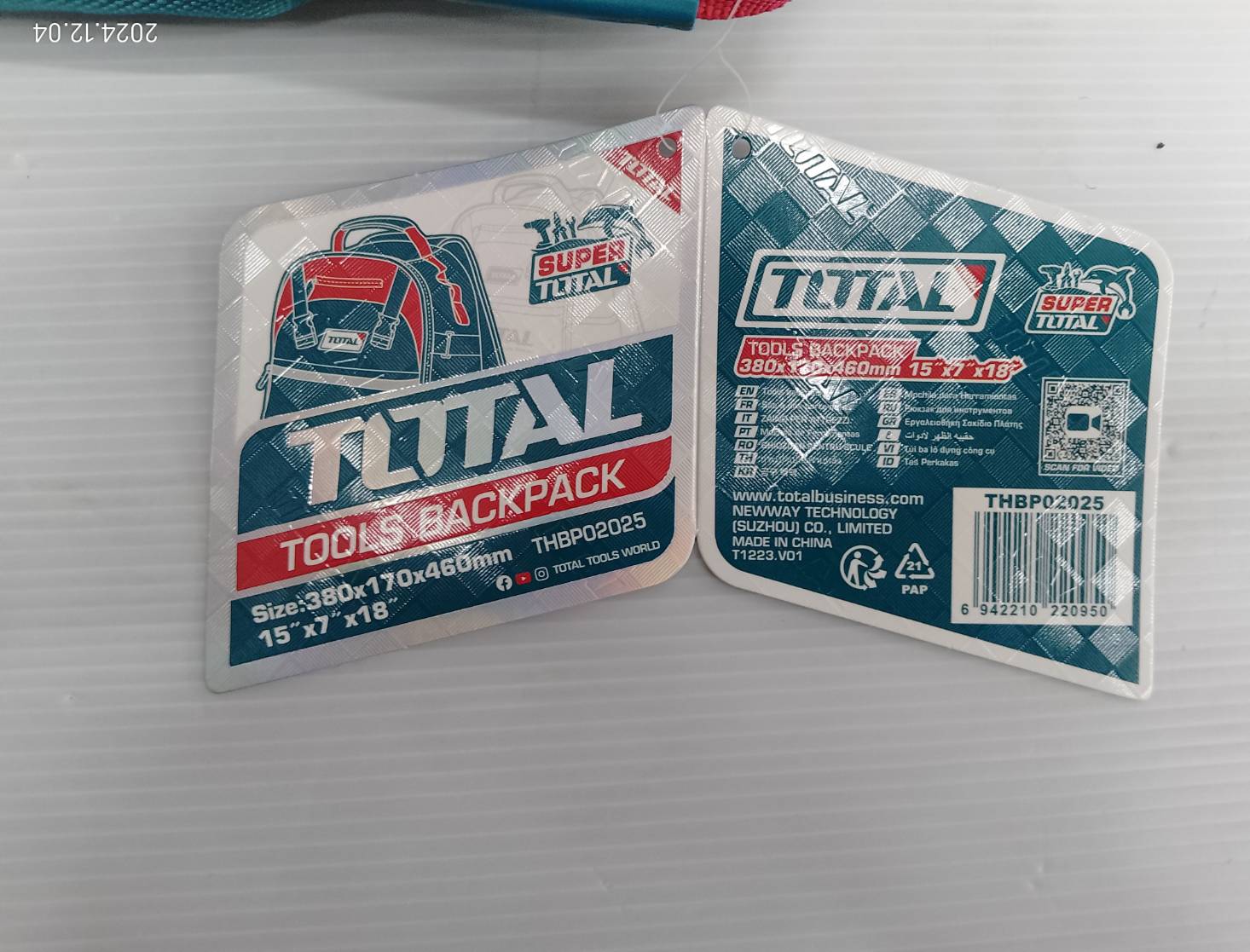 TOTAL กระเป๋าเป้ใส่เครื่องมือช่าง สะพายหลัง รุ่น THBP02025