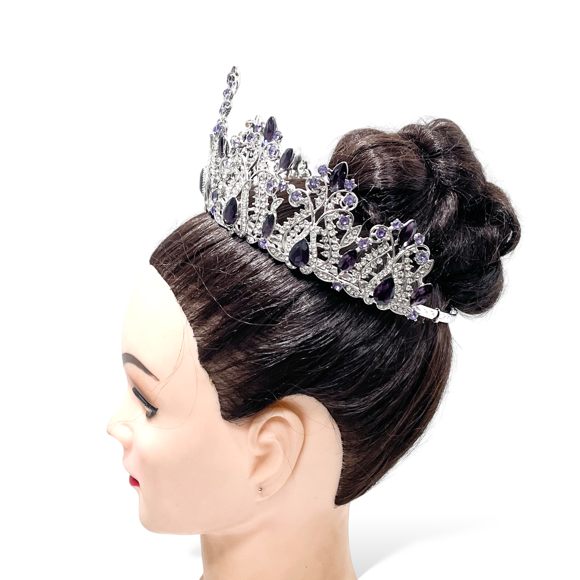 (พร้อมส่งจากไทย) มงกุฏ 118 สีม่วง งานสวย งานนางงาม รุ่นฐานกลม ปรับขนาดได้ ส่งด่วน ส่งจากไทย