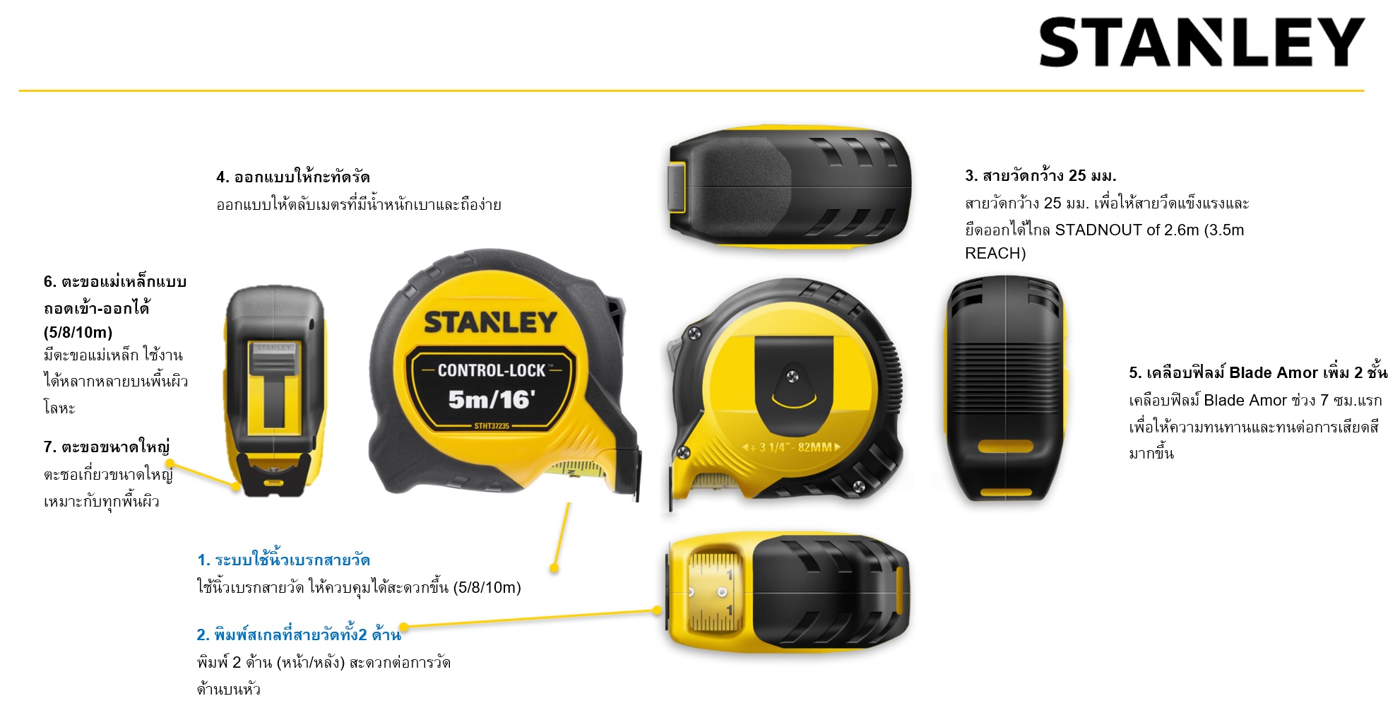 ตลับเมตร8เมตร Control Lock STANLEY #STHT37427