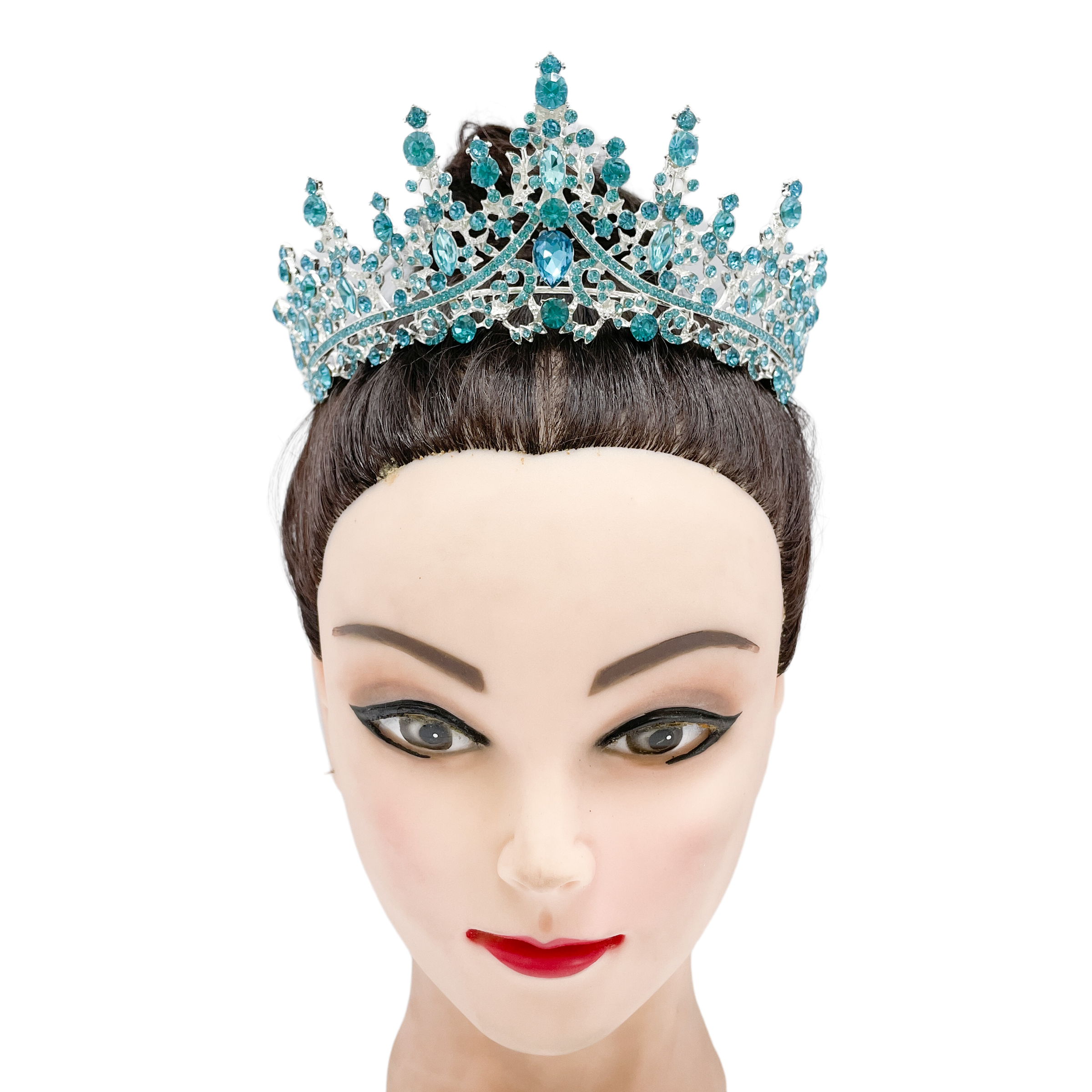 (พร้อมส่ง) เทียร่า 273 สีฟ้าล้วน มงกุฎนางงาม มงกุฎเจ้าหญิง งานสวย ปราณีต QCเพชรทุกเม็ด สินค้าพร้อมส่งจากไทย