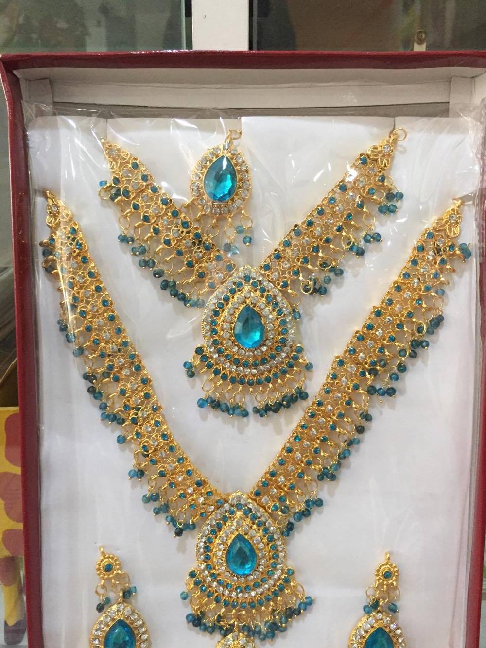 (พร้อมส่ง) เครื่องประดับอินเดีย 012 สีฟ้า