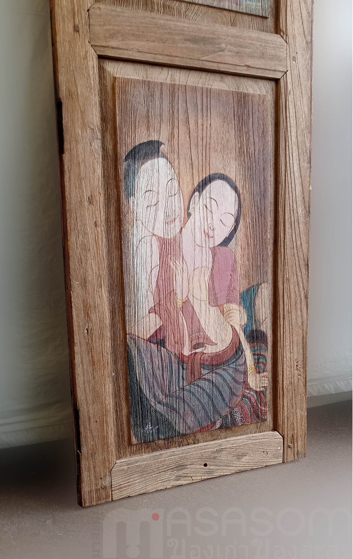 บานหน้าต่างไม้สักเพ้นท์ลาย