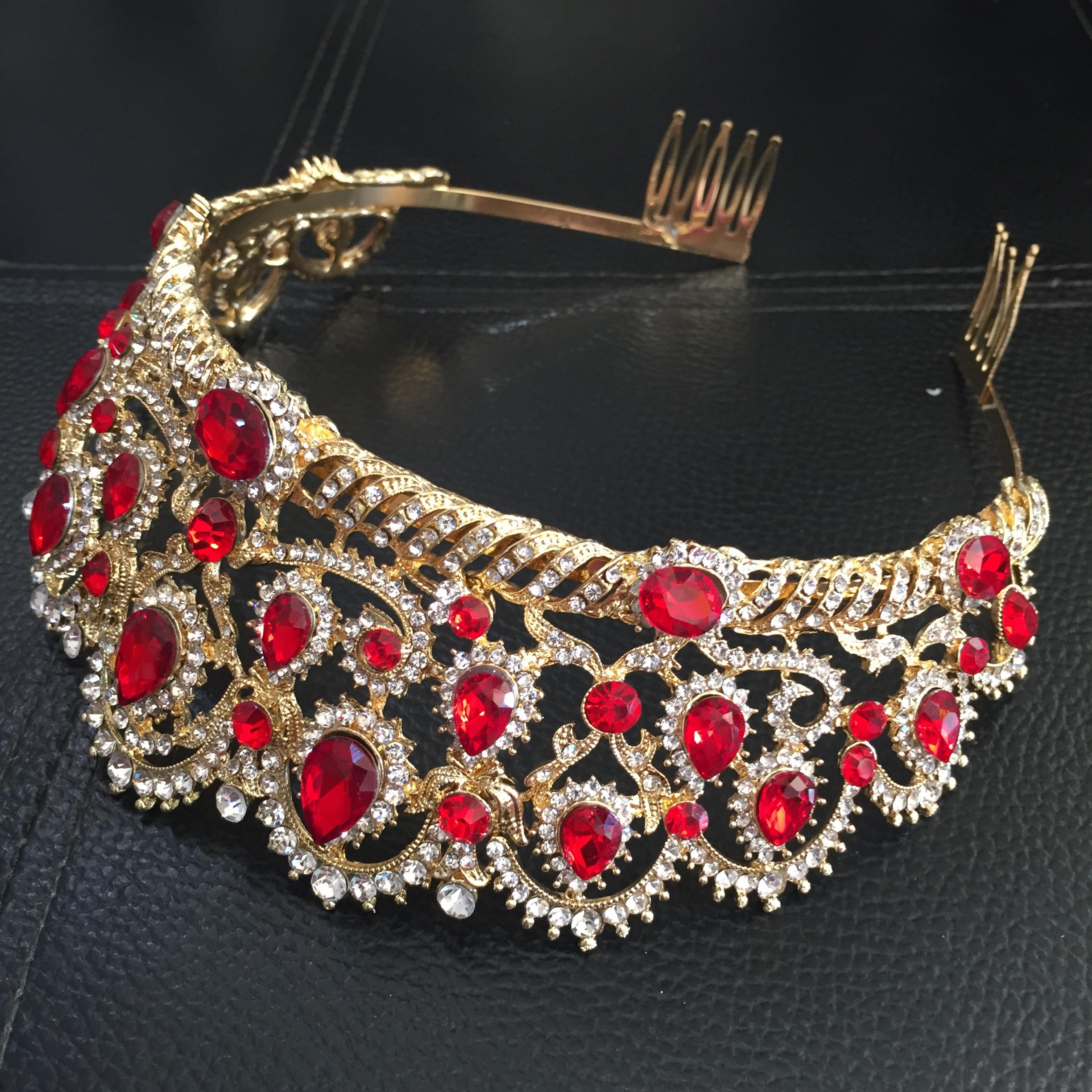 (พร้อมส่ง) เทียร่า 024 สีแดง มงกุฎนางงาม มงกุฎเจ้าหญิง งานสวย ปราณีต QCเพชรทุกเม็ด สินค้าพร้อมส่งจากไทย