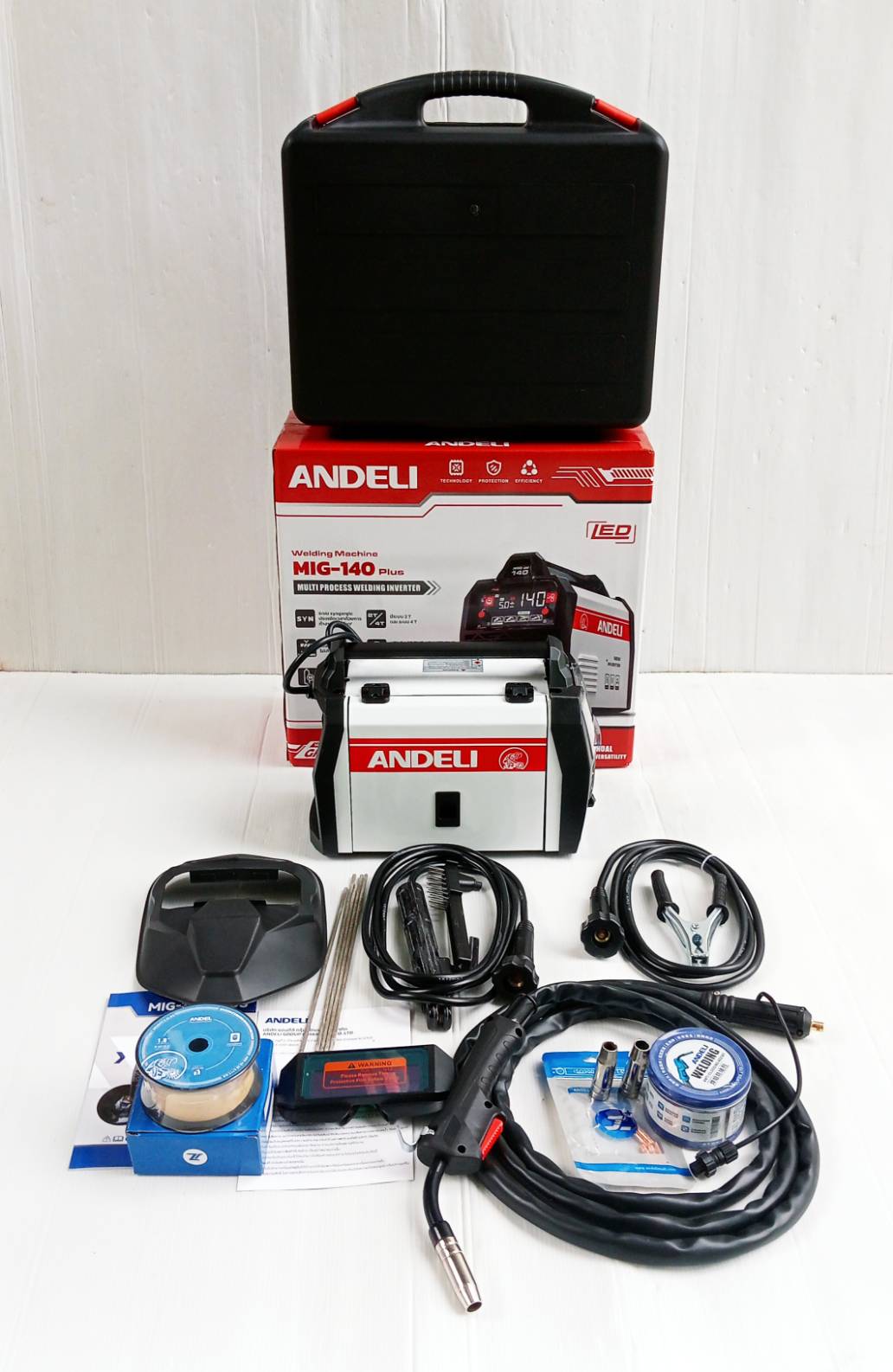 ตู้เชื่อม3ระบบ MIG-140PLUS+CASE Ver.5 ANDELI (แอนดิลี) (มีกล่องพลาสติกใส่เครื่อง)