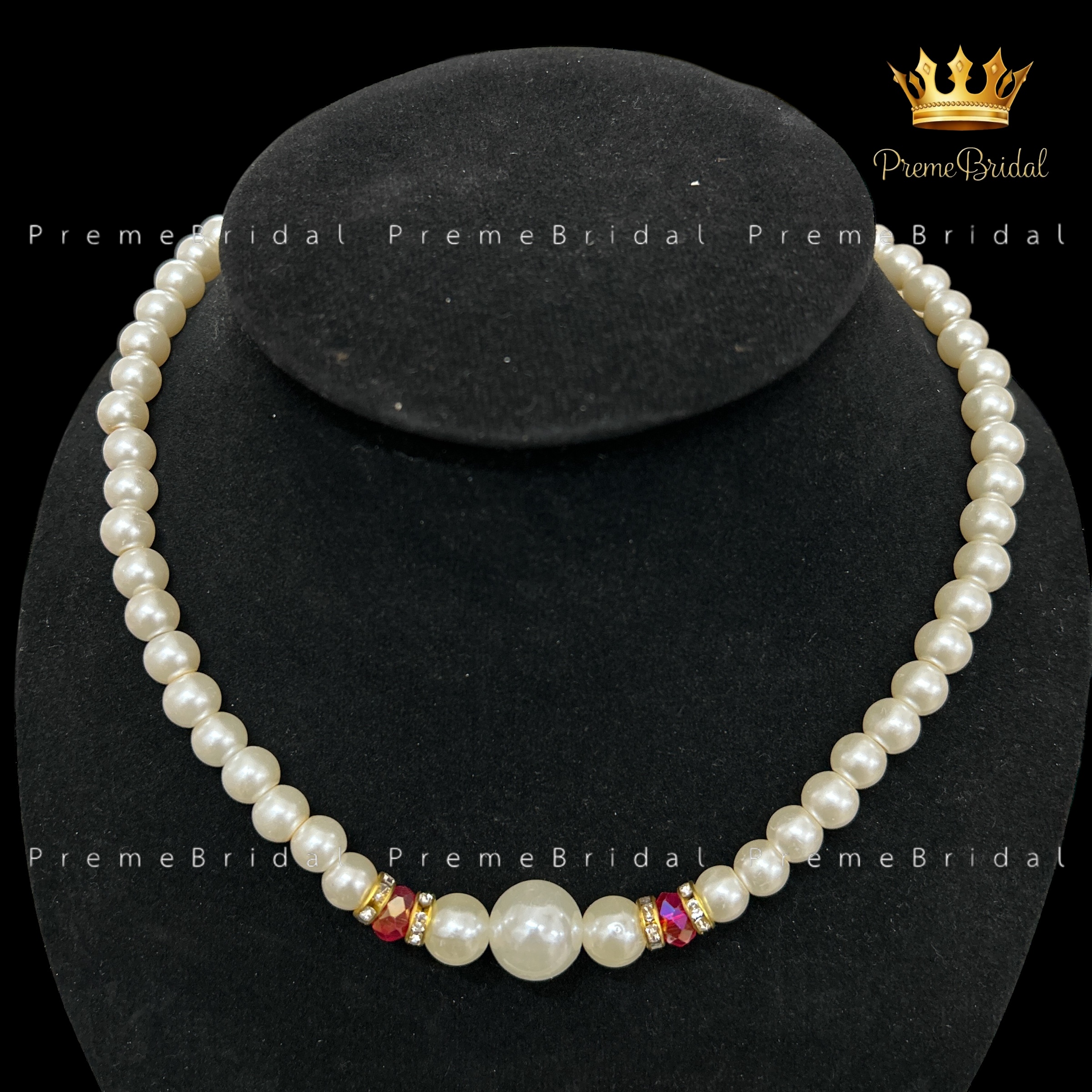 (พร้อมส่ง) สร้อยคอไข่มุก ประดับด้วยลูกปัดสีสวยขั้นกลาง งานหรูพรีเมี่ยม