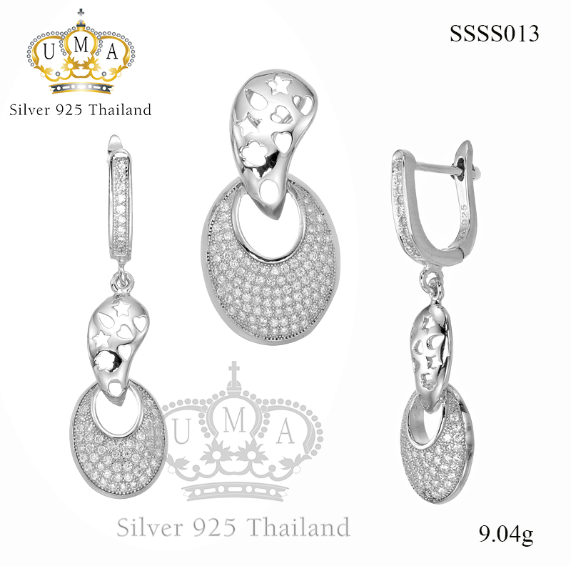 ต่างหูพร้อมจี้ ( เงิน ) = Earring with Pendant ( Silver )