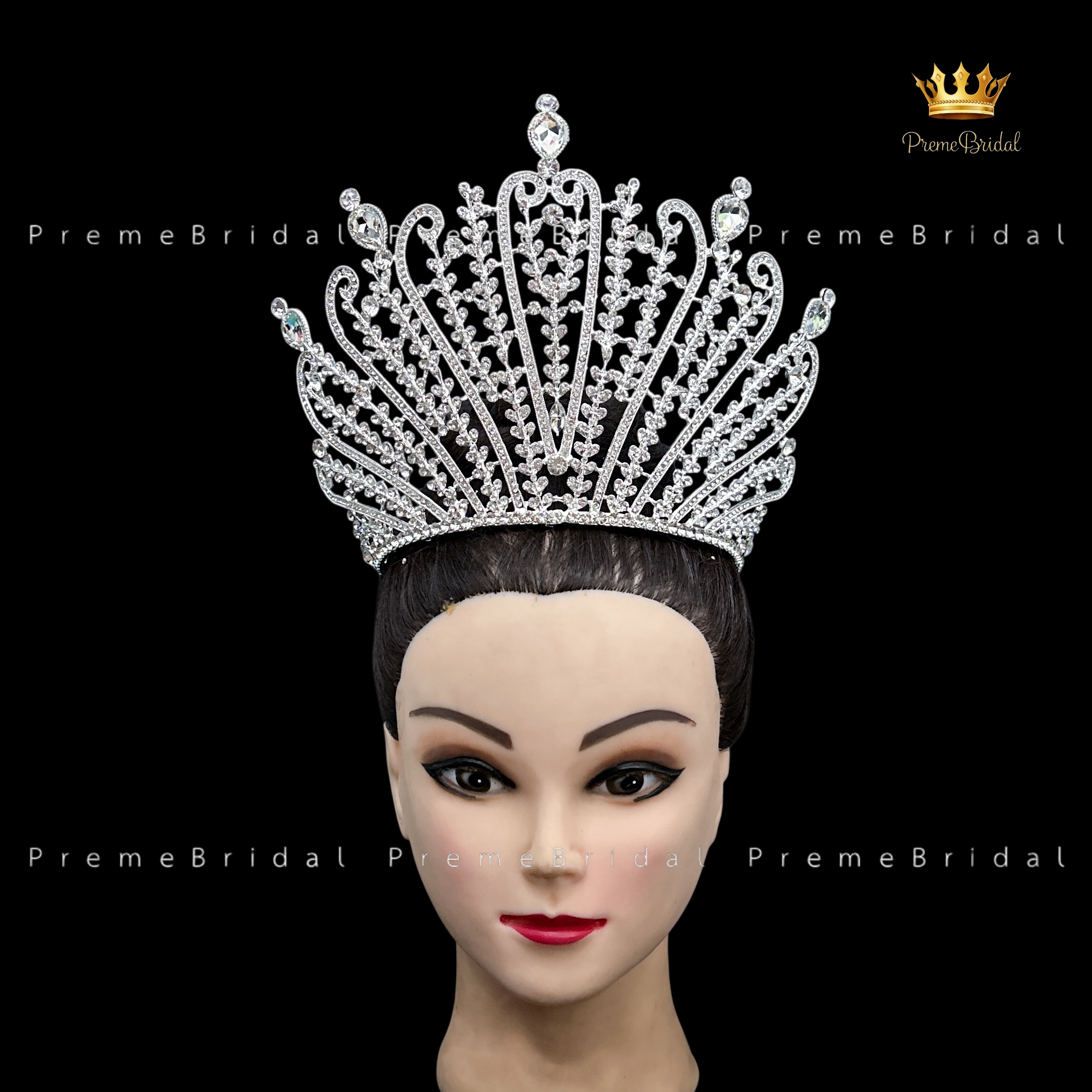 (พร้อมส่ง) เทียร่า 455 มงกุฎครึ่งหัวขนาดใหญ่ ไซส์นางงาม งานสวย ปราณีต QCเพชรทุกเม็ด สินค้าพร้อมส่งจากไทย ไม่ต้องรอจีน