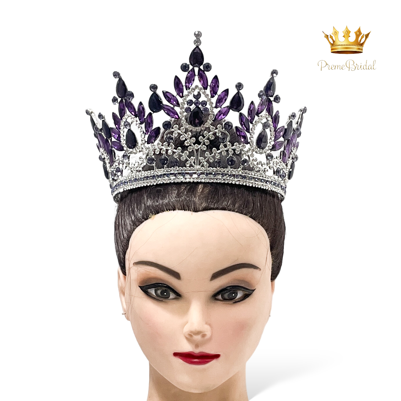 (พร้อมส่งจากไทย) มงกุฏ 120 สีม่วง งานสวย งานนางงาม รุ่นฐานกลม ปรับขนาดได้ ส่งด่วน ส่งจาก จ.อุบลราชธานี สำเนา