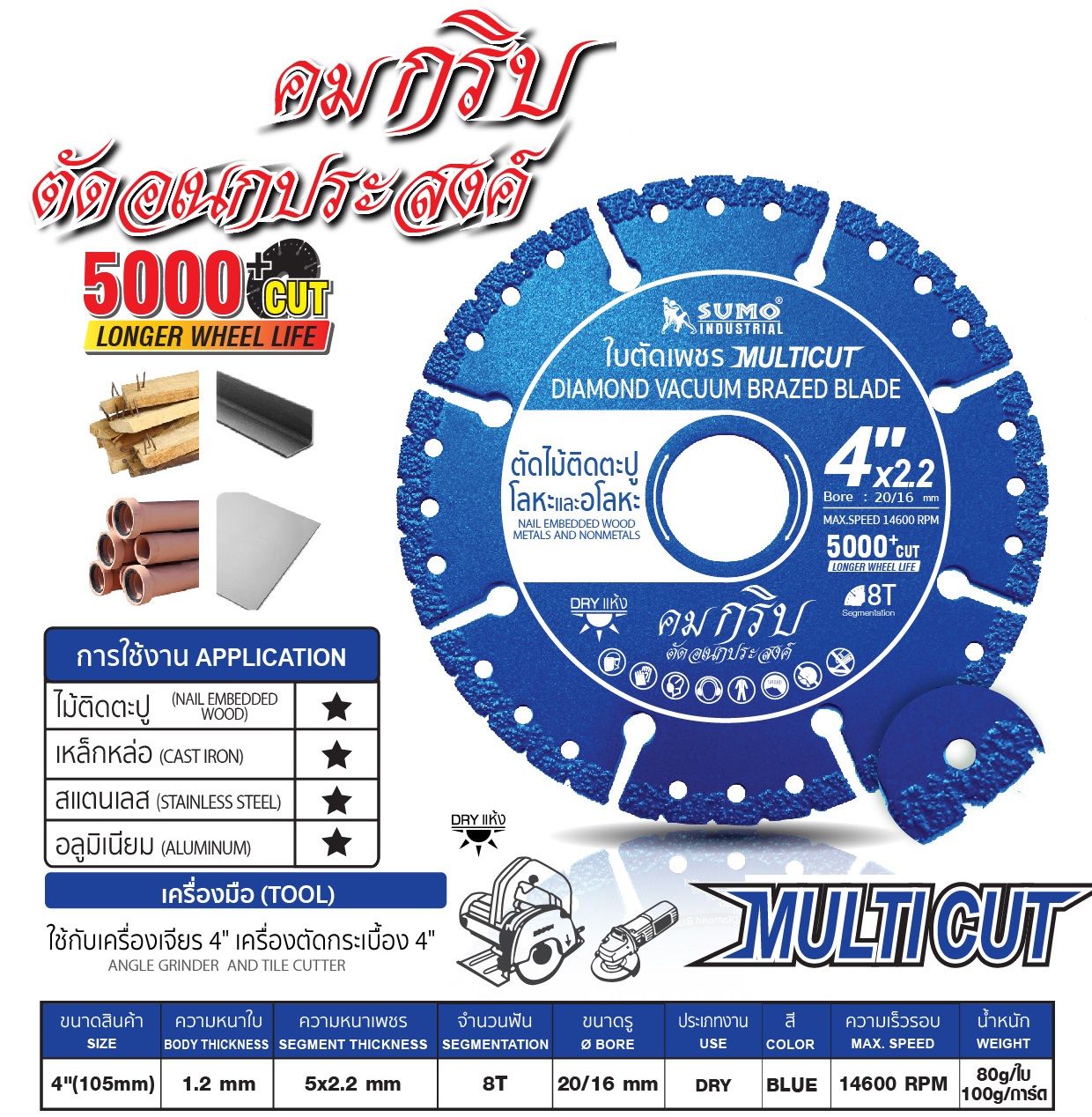 ใบเพชร4" ตัด MULTICUT SUMO