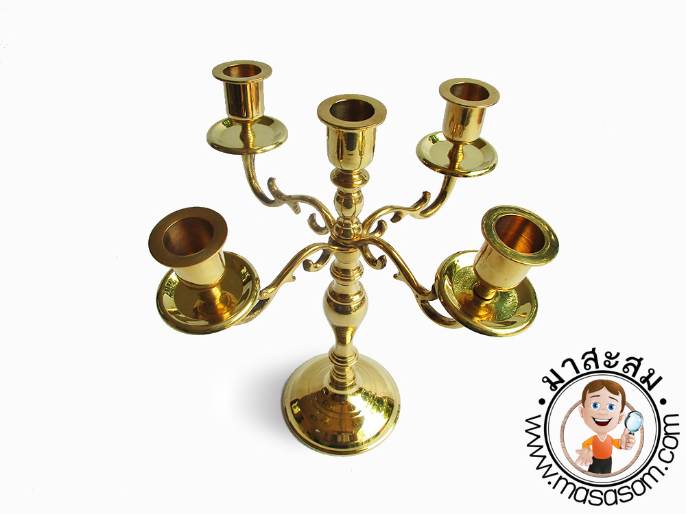เชิงเทียนทองเหลือง5ช่อ 10 นิ้ว