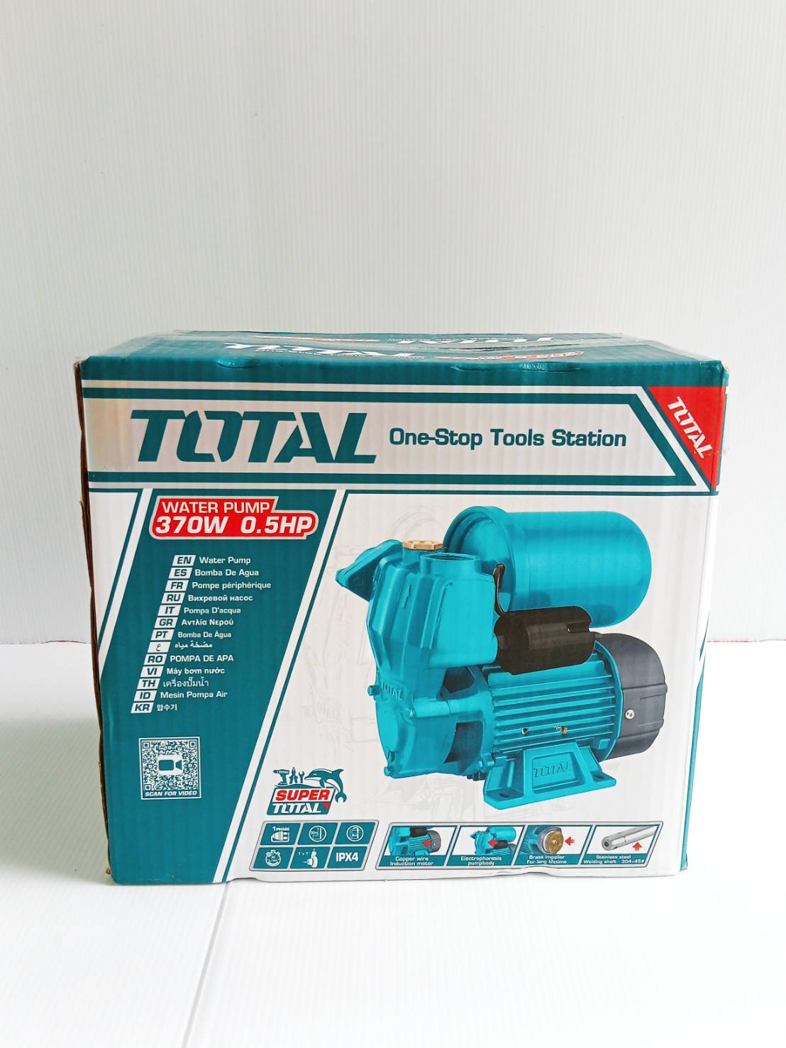 TOTAL ปั๊มน้ำอัตโนมัติ 370 วัตต์ ท่อ 1 นิ้ว 220 โวลท์ ชนิดล่อน้ำด้วยตัวเอง รุ่น TWP93706