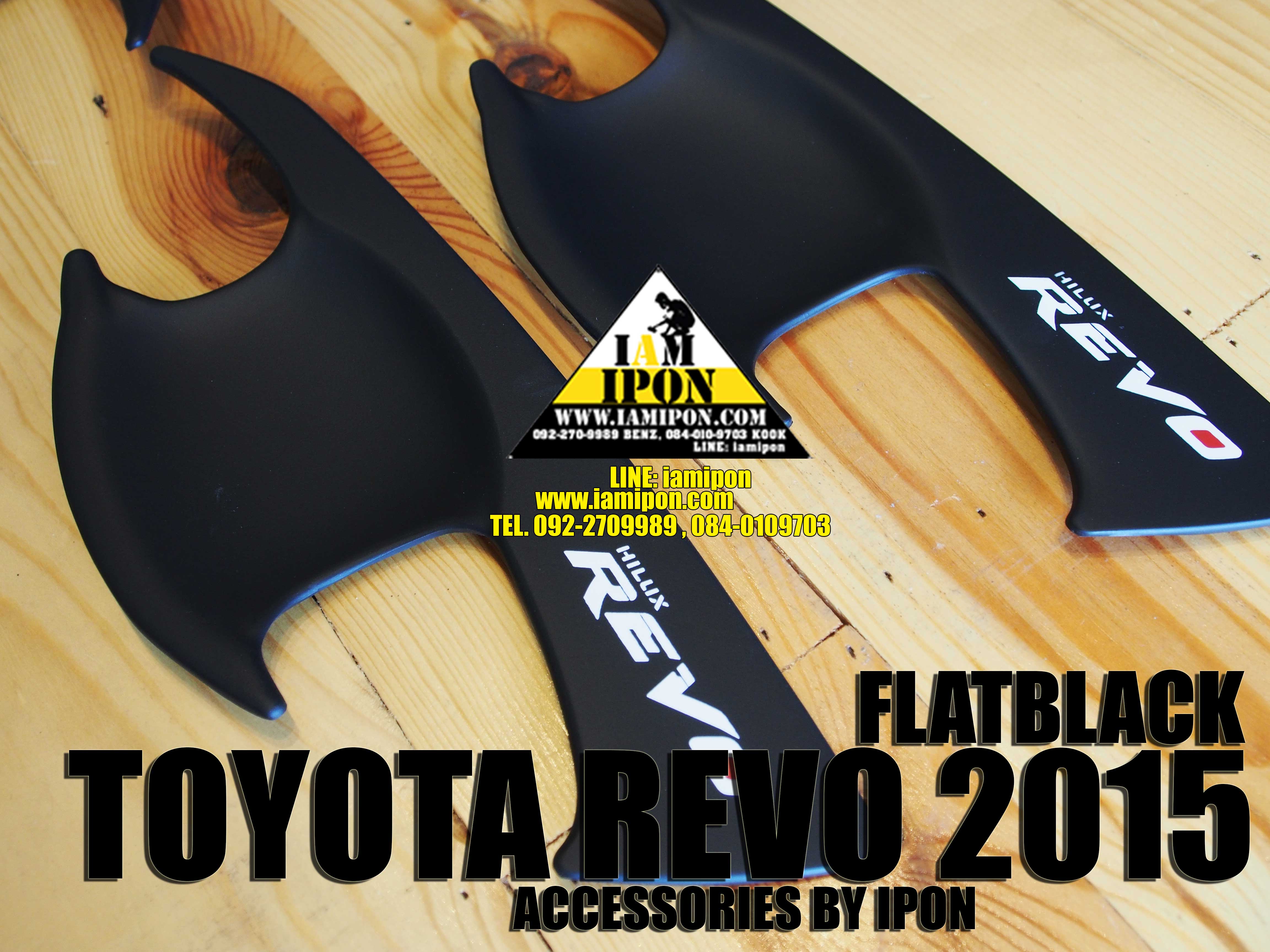 PLATE DOOR HANDLE BLACK WHITE TOYOTA HILUX REVO 2015 เบ้ารองมือเปิดดำด้านโลโก้ขาว รีโว่