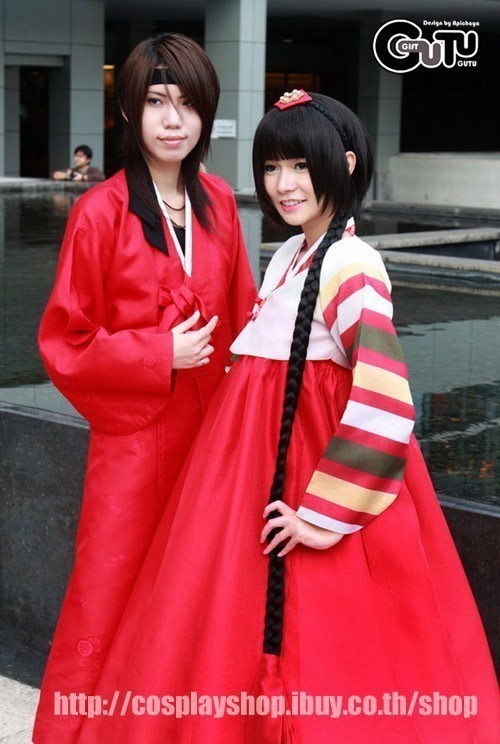 ชุดฮันบก(ชาย) เสื้อคลุมยาว สีแดงสด