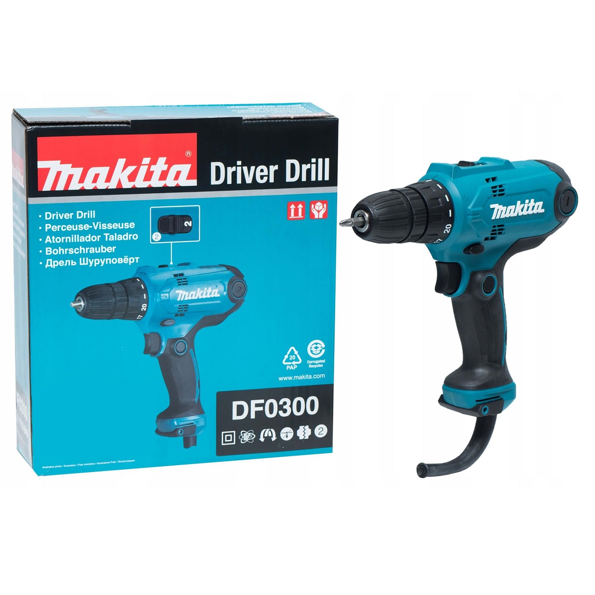 MAKITA DF0300 สว่าน 3/8″ (10 มิล) 320 วัตต์ หัวมือบิด ซ้ายขวา ปรับรอบได้