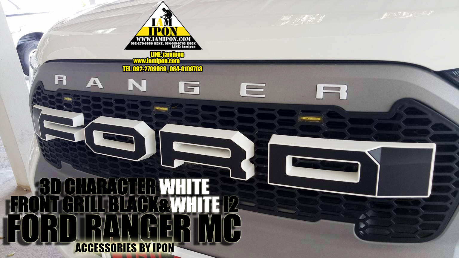 FRONT GRILL BLACK&WHITE I2 FORD RANGER MC กระจังหน้าดำขอบขาว I2 ฟอร์ดเรนเจอร์ MC