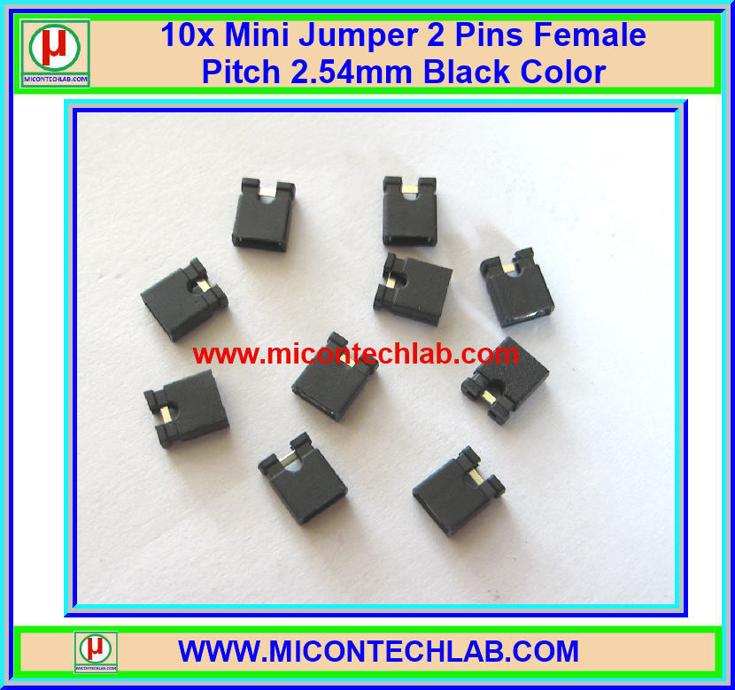 10x มินิจั๊มเปอร์ mini jumper สีดำ พิทซ์ 2.54 มม. ปลายเปิด