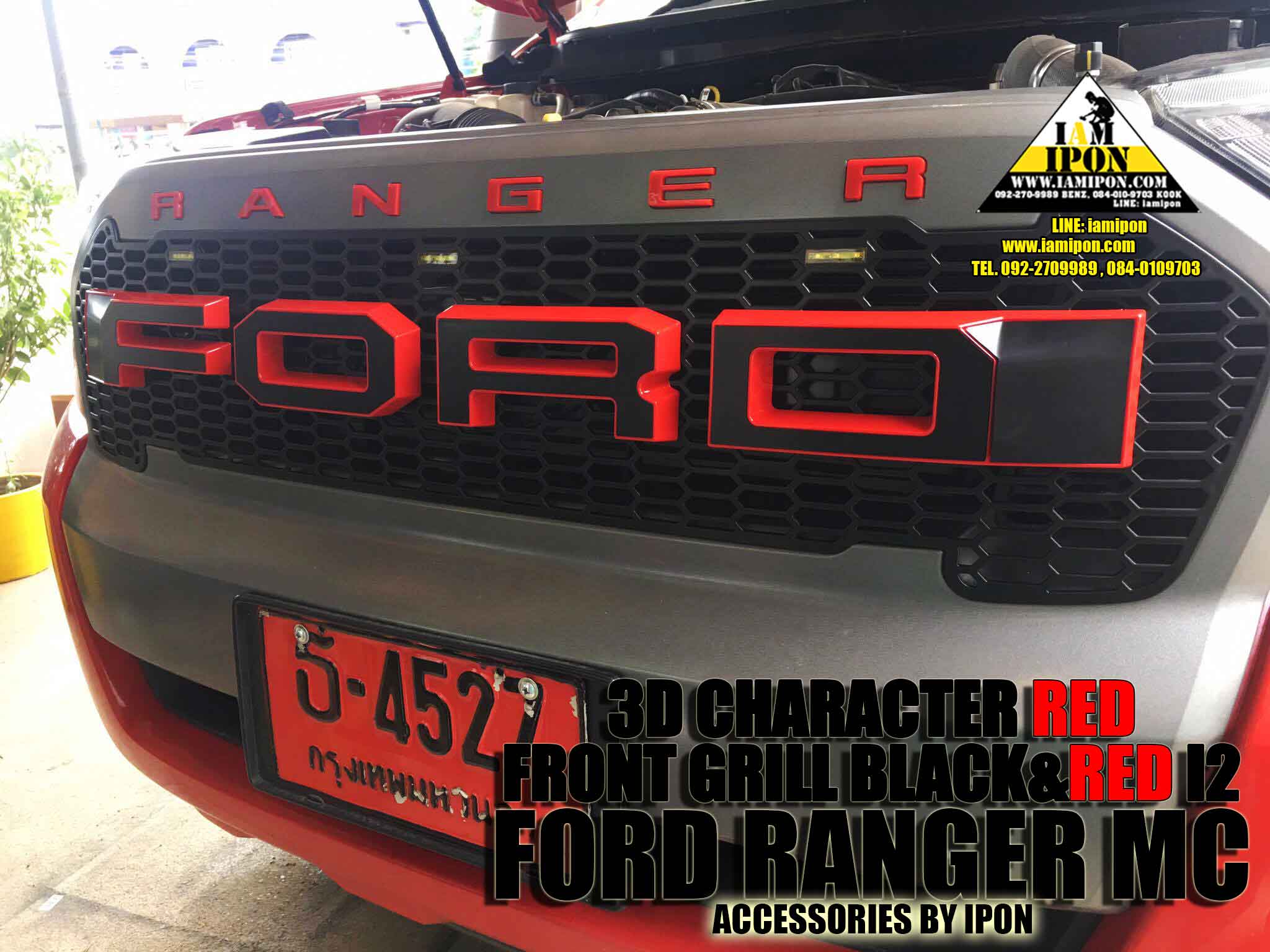 FRONT GRILL BLACK&RED I2 FORD RANGER MC กระจังหน้าดำขอบแดง I2 ฟอร์ดเรนเจอร์ MC