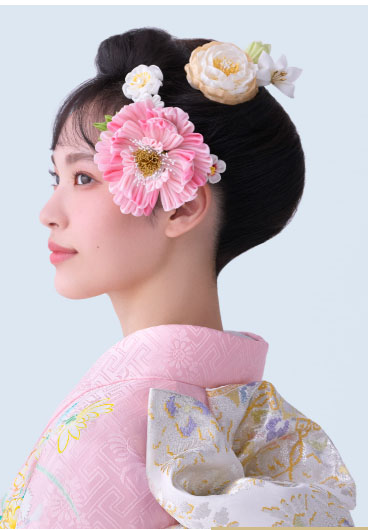 ชุดหวีสับ+กิ๊บ ดอกไม้ญี่ปุ่น โทนชมพู02