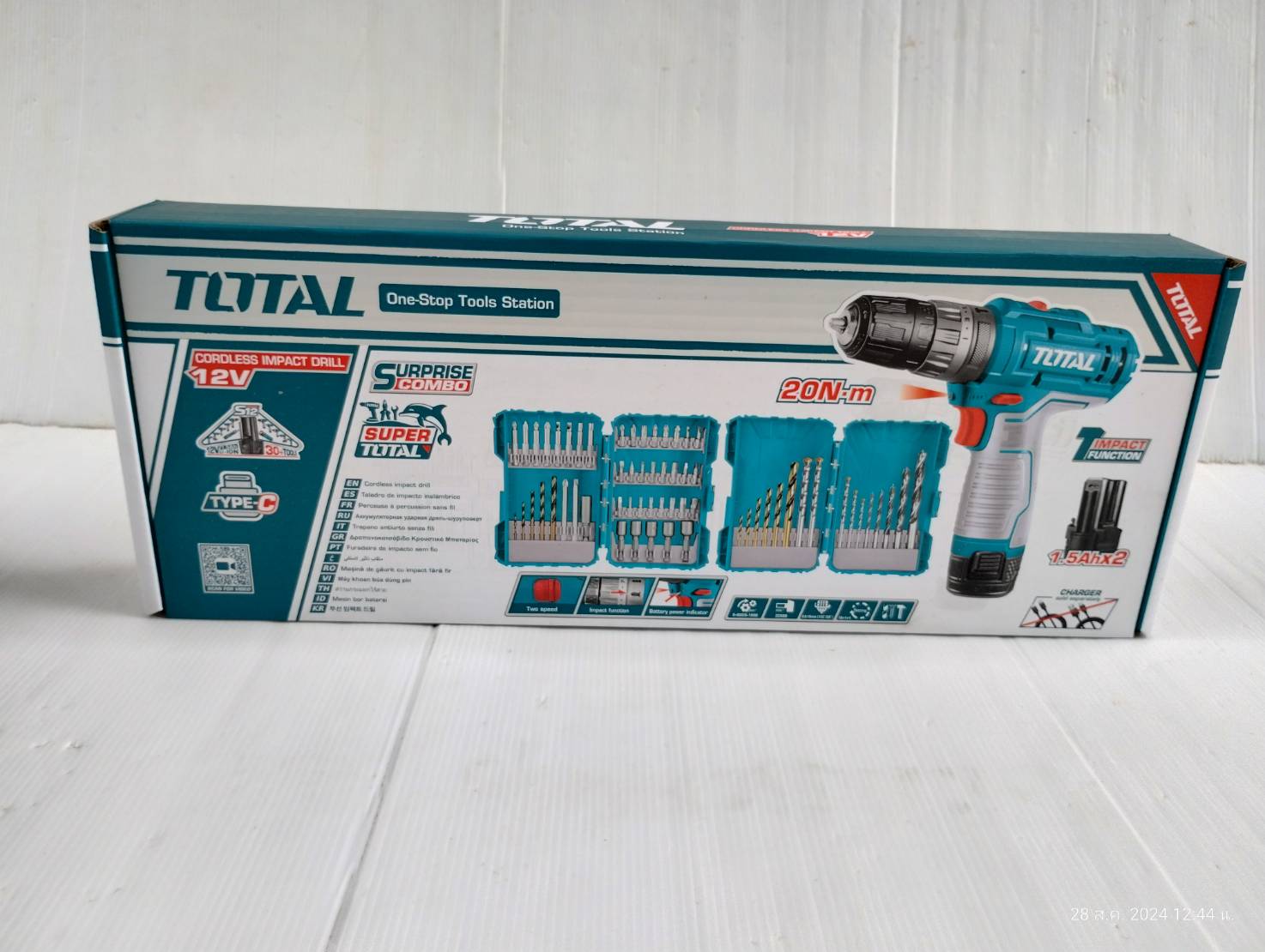 สว่านกระแทก12V+ดอกไขควง+ดอกสว่าน TOSLI240467 TOTAL