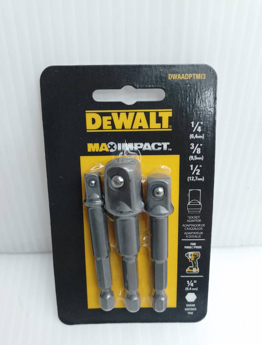 DEWALT DWAADPTMI3 ก้านต่อลูกบ๊อกซ์ 1/4",3/8",1/2"