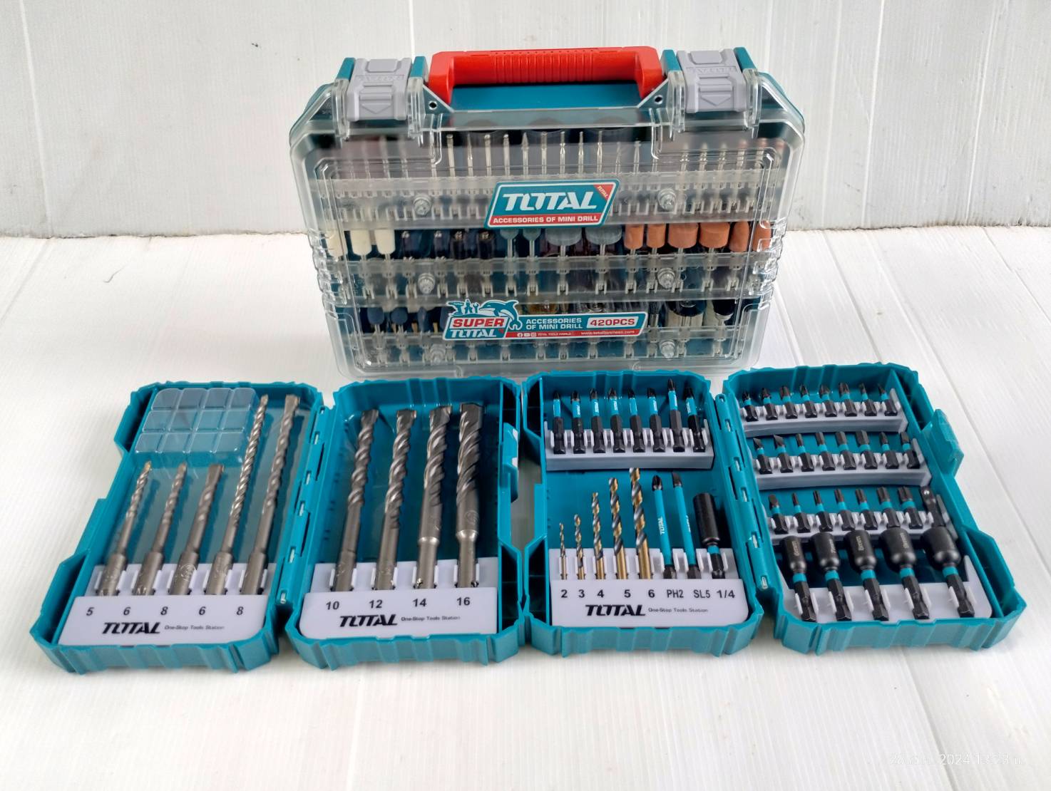 ชุดดอกสว่าน+ดอกไขควง+ชุดอุปกรณ์เจียร 3 กล่อง 509ชิ้น TOS230331 TOTAL