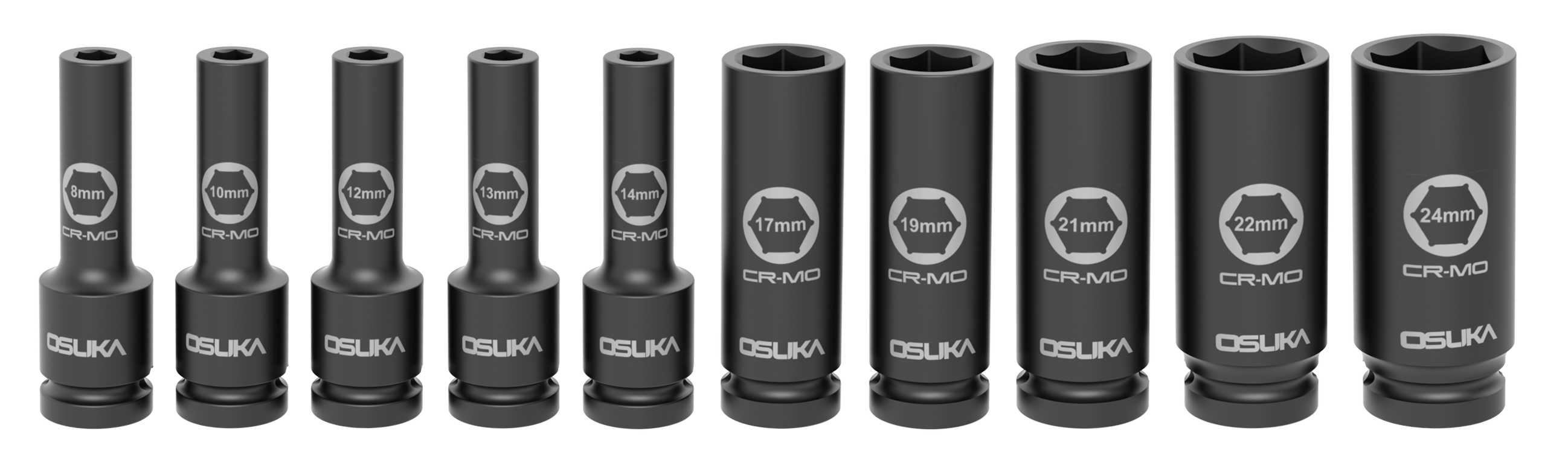 ชุดลูกบล็อกกระแทกยาว 1/2" 10ลูก/ชุด OSAF3211 OSUKA