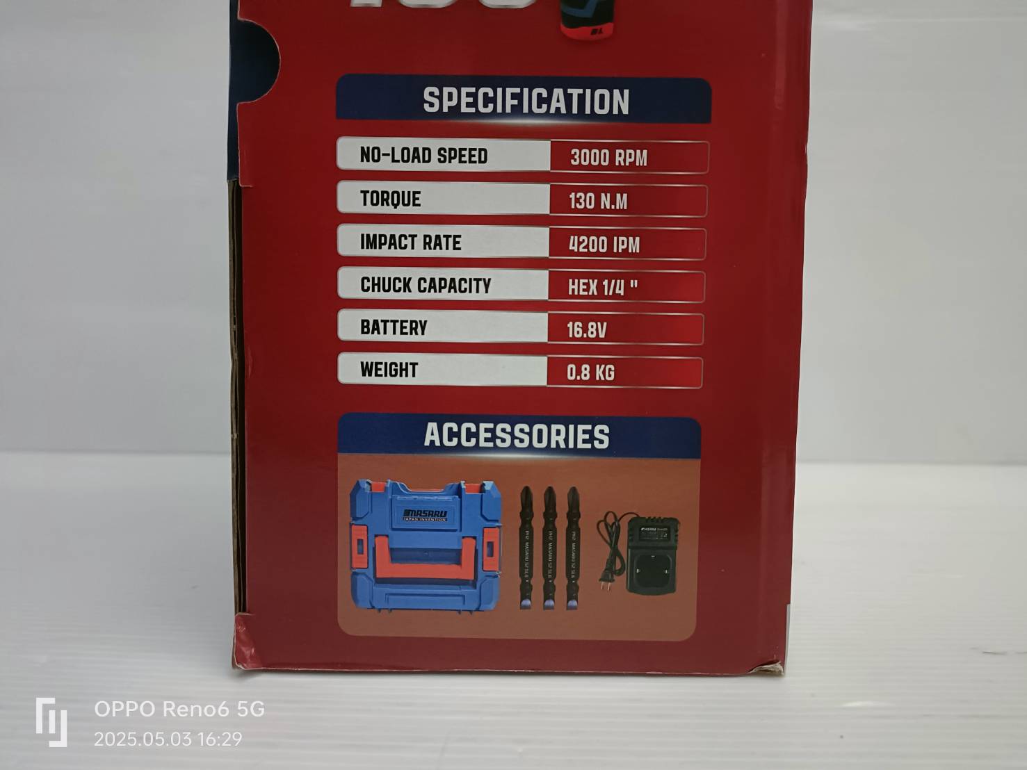ไขควงกระแทกไร้สาย สว่าน Masaru รุ่น SCDI-185 แบตเตอรี่ลิเธียม 16.8V เจาะสกรู ขันได้ 3 ระดับ