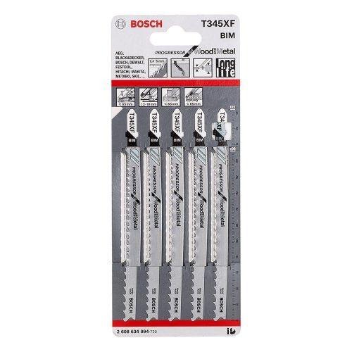 2608634994 BOSCH T345XF ใบเลื่อยจิ๊กซอว์ตัดไม้โลหะ (5 ใบ/แพค)